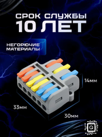 Клеммы для проводов, 3 на 6 контактов, 0.08-2.5(4.0)мм, 32А (3 шт.)