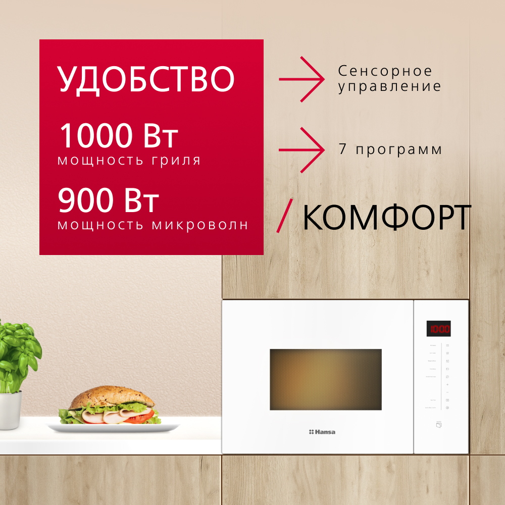 Встраиваемая микроволновая печь Hansa AMMB25E1WH