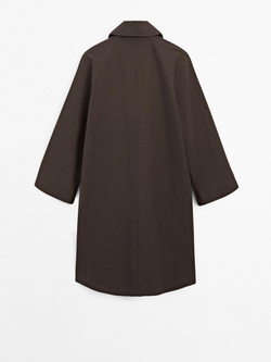 Massimo Dutti Тренч из смесового хлопка с вельветовой деталью, бургунди