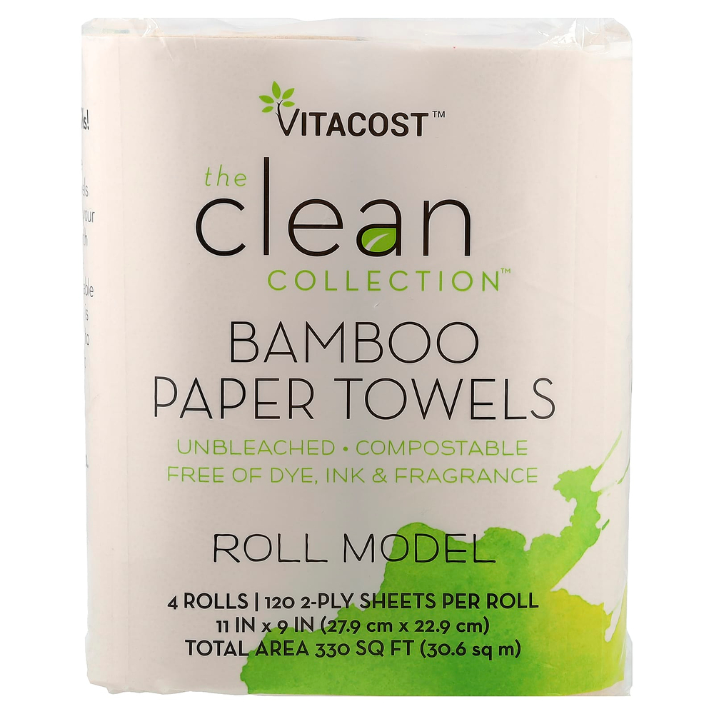 Vitacost, The Clean Collection™, Bamboo Paper Towels, 4 Rolls