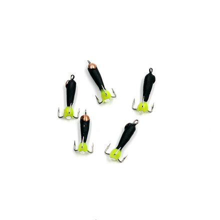 Мормышка вольф. безнасадочная "ЯМАН" Черт с петлей с медной коронкой (длинный), d-3 мм, вес 0,9 г, капля с глазком, цв. флуор. желтый