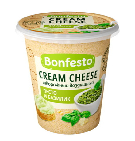 Сыр творожный "Cream Cheese воздушный" Песто и базилик 125г. Туров