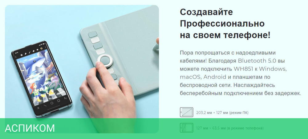 Графический планшет Gaomon WH851 Dark Grey