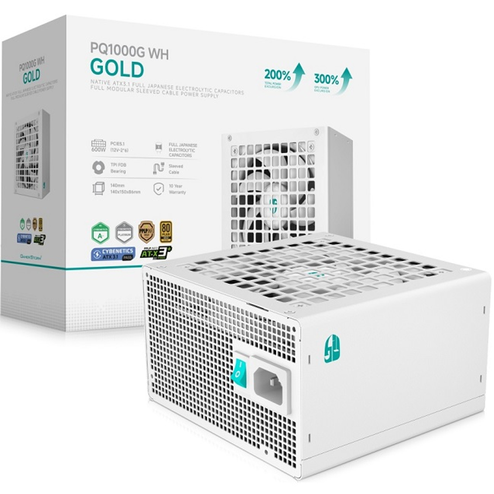 Блок питания Deepcool 1000W GAMERSTORM PQ1000G WH, модульный, 16 Pin PCIe 5.0, 80 PLUS Gold (R-PQA00G-FD0W-WGEU-V1)