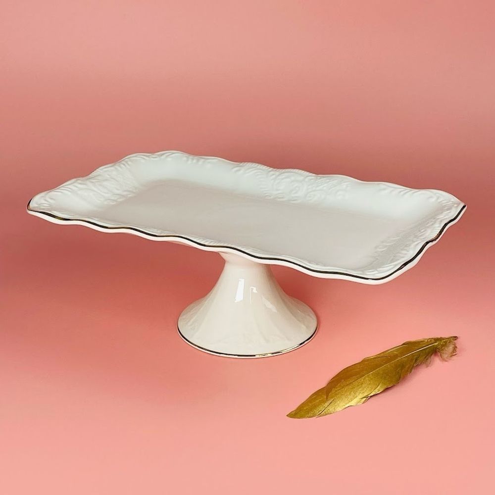 Lenardi 102-155 Прямоугольное блюдо 35,5см на ножке АГАТА в под.уп.(х4)Фарфор