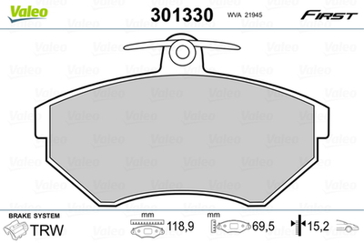 VALEO - 301330-VAL - Brake Pad Set, disc brake