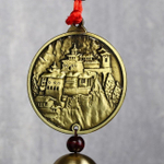 Подвеска металл, текстиль "Будда на монете" 37 см.