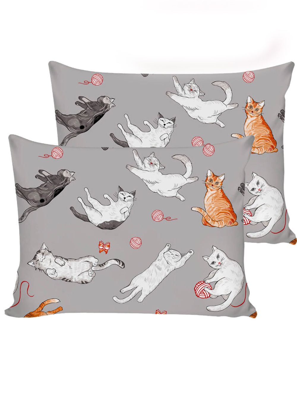 Постельное белье сатин Milky Garden "Kitties" евро Наволочка 50х70 см 2 шт Простынь 240x215 см Пододеяльник 200x215 см