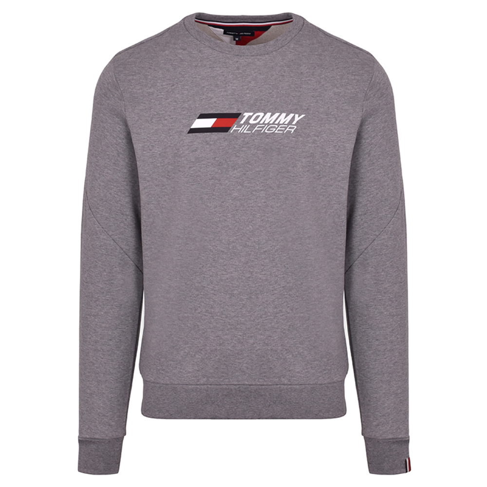 Мужская теннисная кофта Tommy Hilfiger Essential Crew - medium grey heather