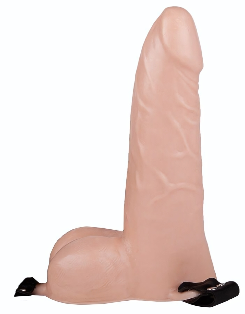 Пустотелый реалистичный фаллопротез на ремешках с заклепками - 18,5 см. (Цвет: телесный)