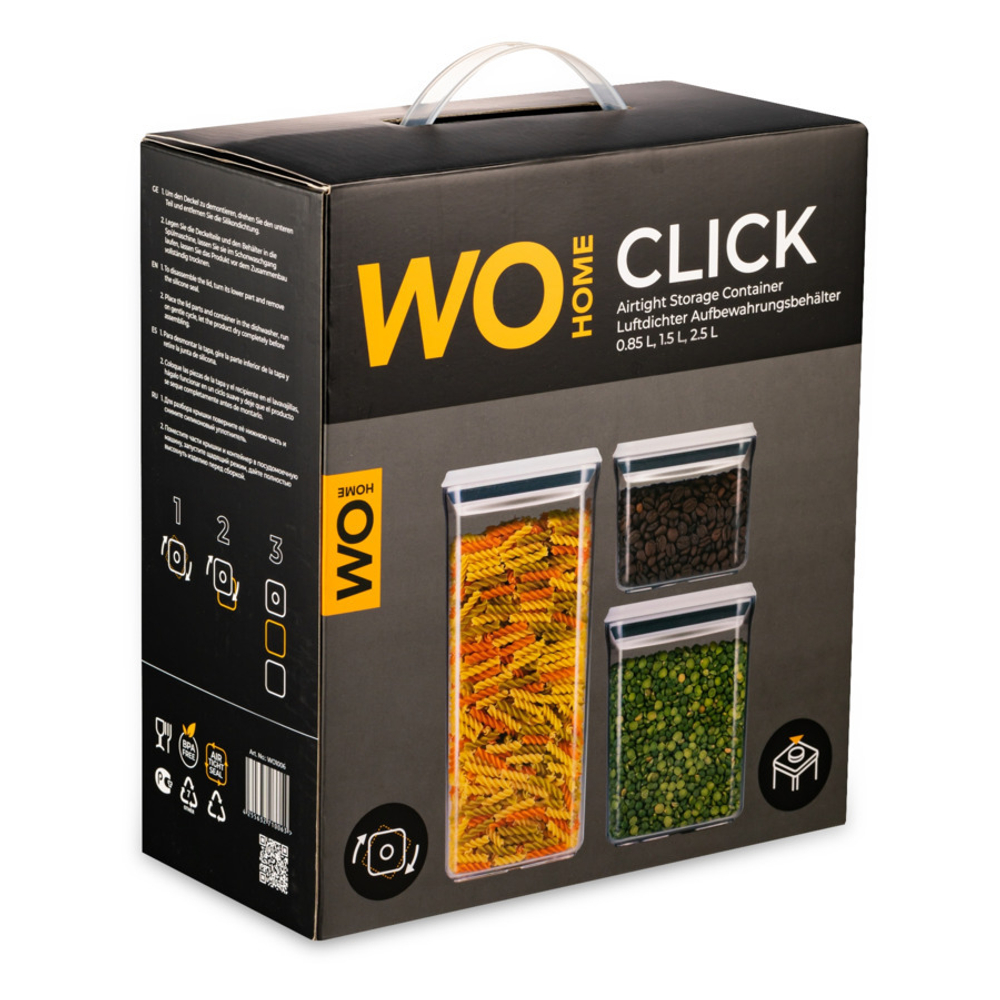 Набор контейнеров для сыпучих продуктов 3шт Wo Home Click