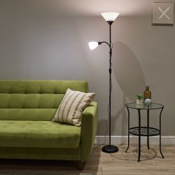 UML-T520 E27+E14 BLACK-WHITE Торшер напольный под лампу Е27 и Е14. 2х60W. Черный-Белый. ТМ Uniel