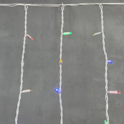 Светодиодная бахрома с колпачком 3,2*0,9 м., 168 разноцветных LED ламп, каучуковый белый провод, LTC (LL168-8-2M)