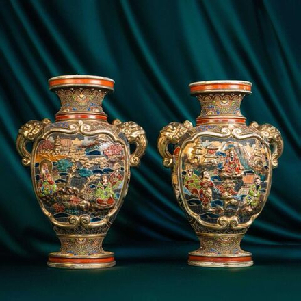 Винтаж: Парные антикварные вазы в стиле Сацума