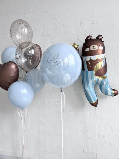 Набор шаров на выписку "Мишка в полосатых штанишках"