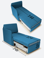 Кресло-кровать "Миник" с правым подлокотником, под правую руку, велюр Dream Denim