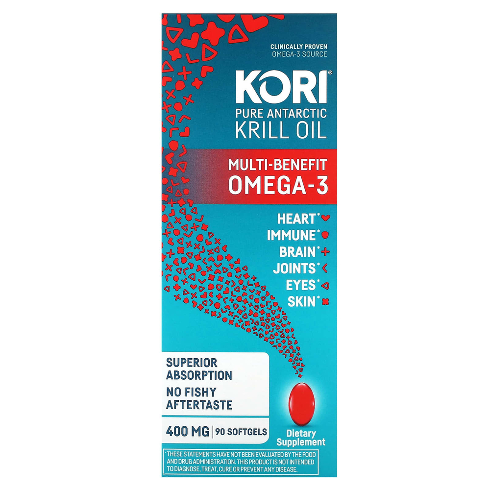 Kori, чистое масло антарктического криля, универсальная омега-3, 90 капсул (400 мг в 1 капсуле)