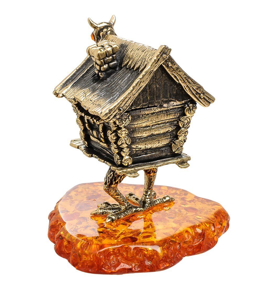 AM-1559 Фигурка «Избушка на курьих ножках» (латунь, янтарь)