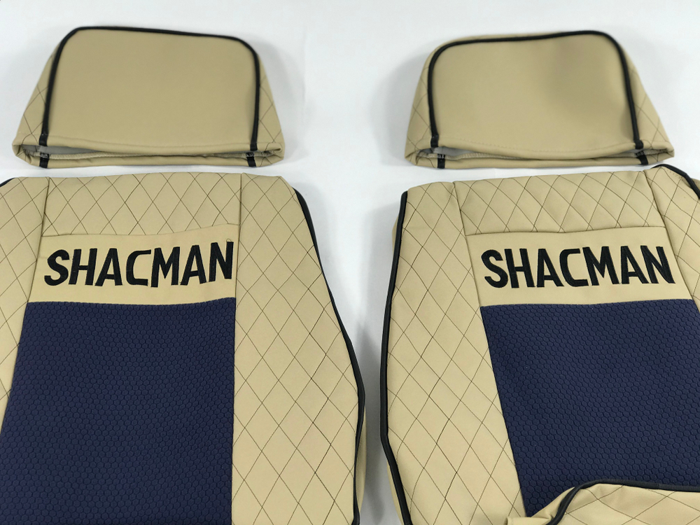 Чехлы Премиум стеганные кожа + аликанте вышивка SHACMAN X3000 SH01 Польша