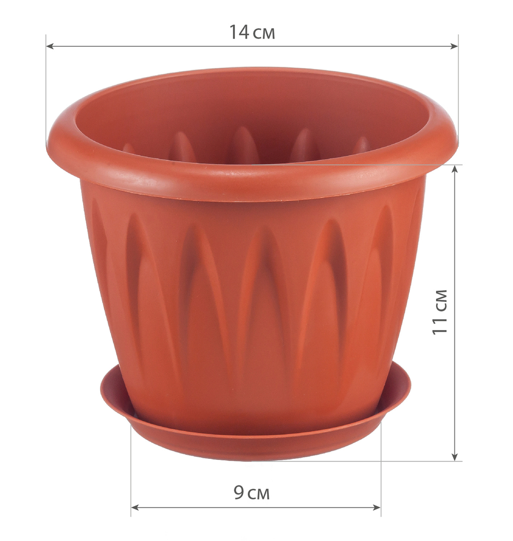 Кашпо АЛИЦИЯ с поддоном D140мм 1л, М3064