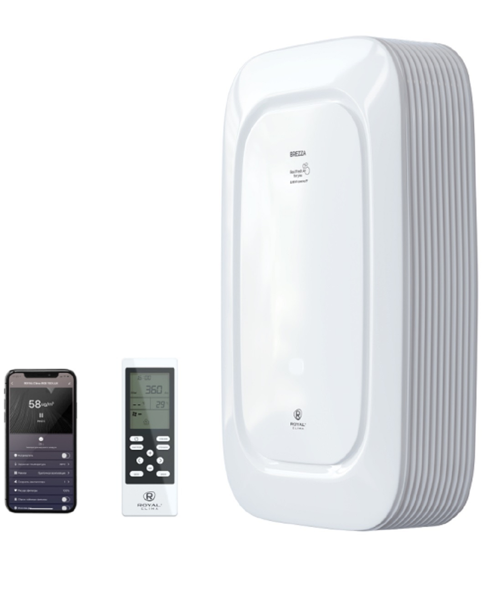 Бытовая приточно-вытяжная вентиляционная установка Royal Clima серии Brezza RCB 150 LUX + EH-1000