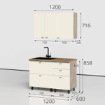 Этна-Алебастр Набор мебели для кухни (комплектация №4) 1200мм