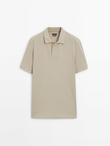 Massimo Dutti Поло из рельефного хлопкового пике, песочный