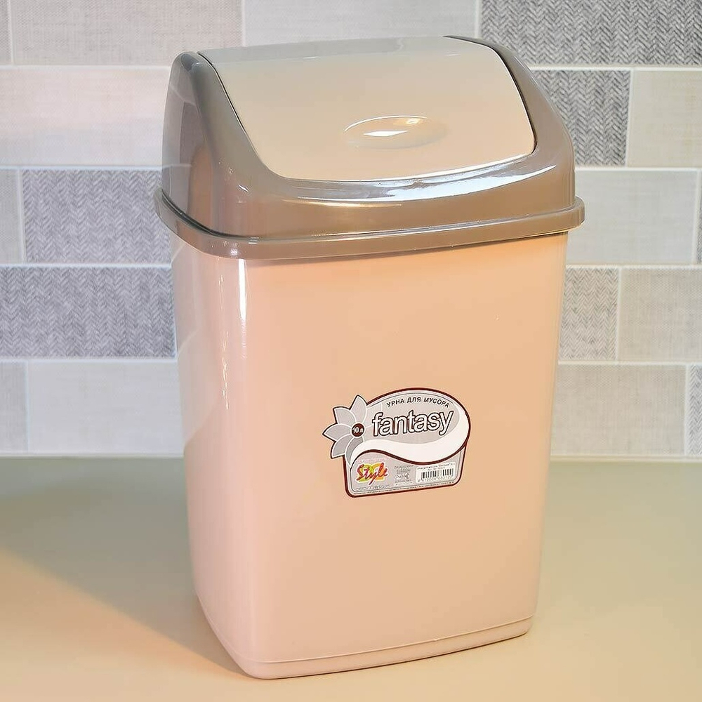 Ведро для мусора 10л "Фантазия", коричневый/бежевый