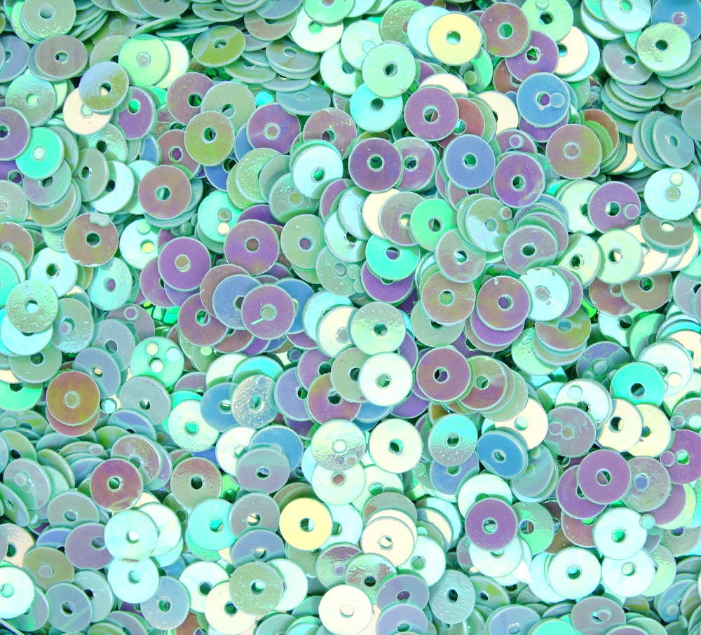 ПН009ДС4 Пайетки круглые плоские, цвет: мятный непрозрачный (с перламутровым AB),  4 мм, 10 грамм