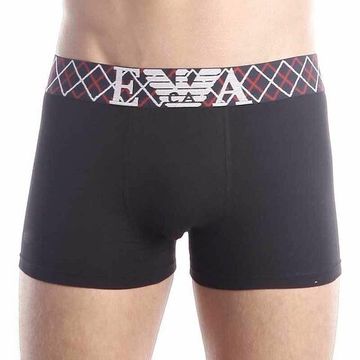 Мужские трусы боксеры Emporio Armani черные с черной резинкой