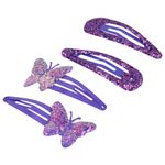 Заколки для волос НАБОР 4 шт., 5 см, клик-клак, с декоративными элементами, АССОРТИ, MONTE VITA, 457090