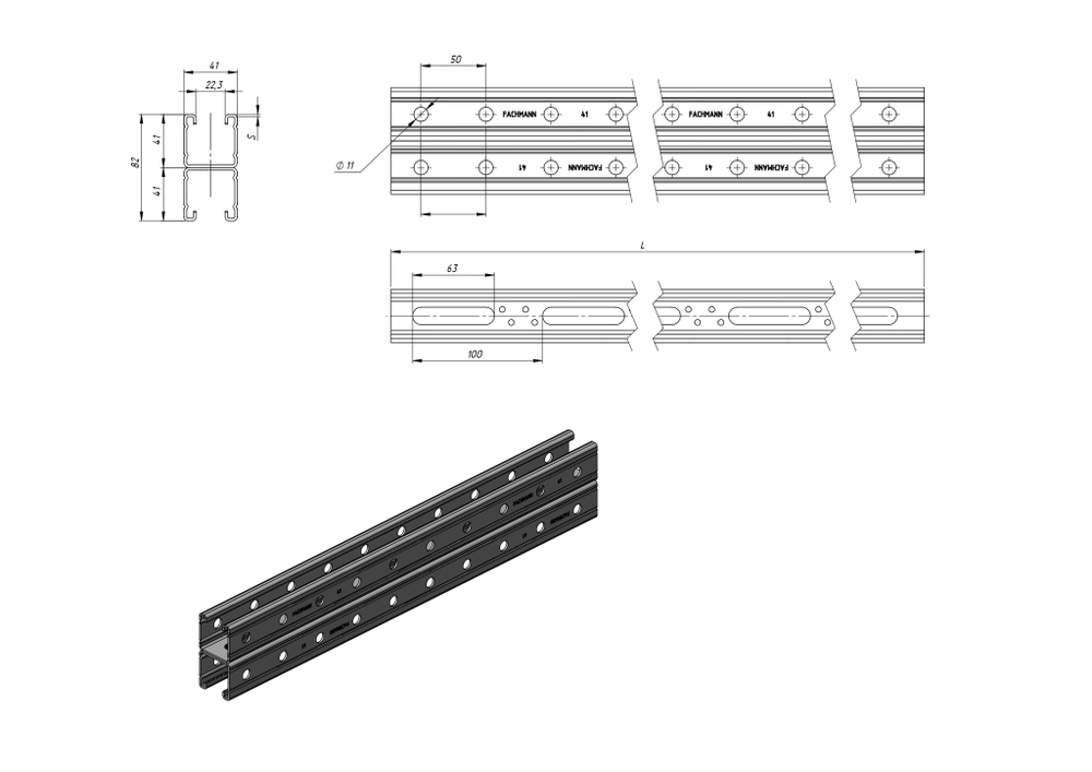 Страт-профиль 41x82x2,0х6000