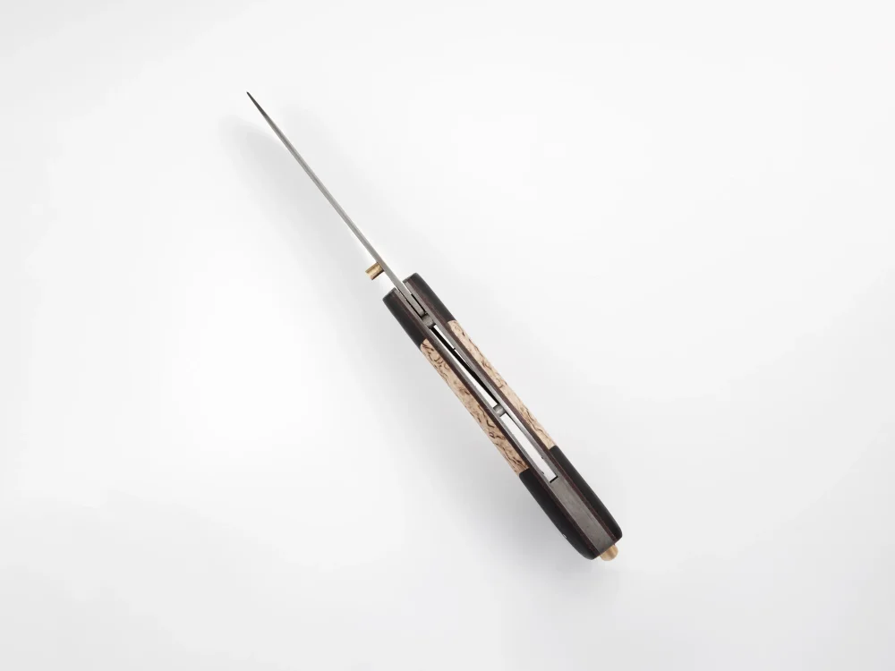 Складной нож "Белогор", сталь Х12МФ, рукоять карельская береза/черный мореный граб