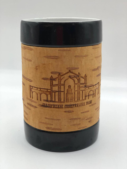 Кружка большая фарфоровая без ручки с берестой. Коллекция "Старая Русса"