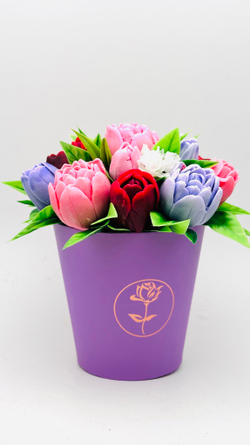 "Разноцветные тюльпаны» сиреневый стакан