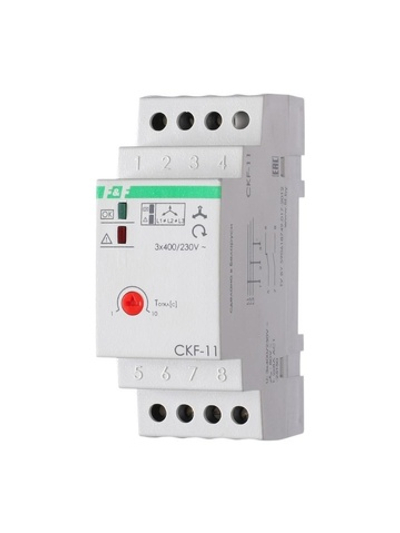 Реле контроля фаз для сетей с изолированной нейтралью CKF-11 (монтаж на DIN-рейке 35мм; регулировка задержки отключения; контроль чередования фаз; 3х400В 8А 1Z 1R IP20)(аналог ЕЛ-11Е) F&F EA04.004.003