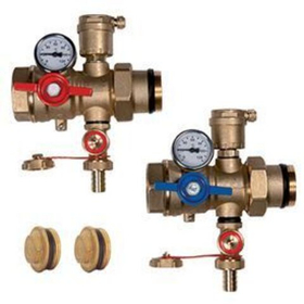 Комплект шаровых кранов с термометрами Giacomini R269T (2 шаровых крана, 2 вставки с термометрами, 2 воздухоотодчика)