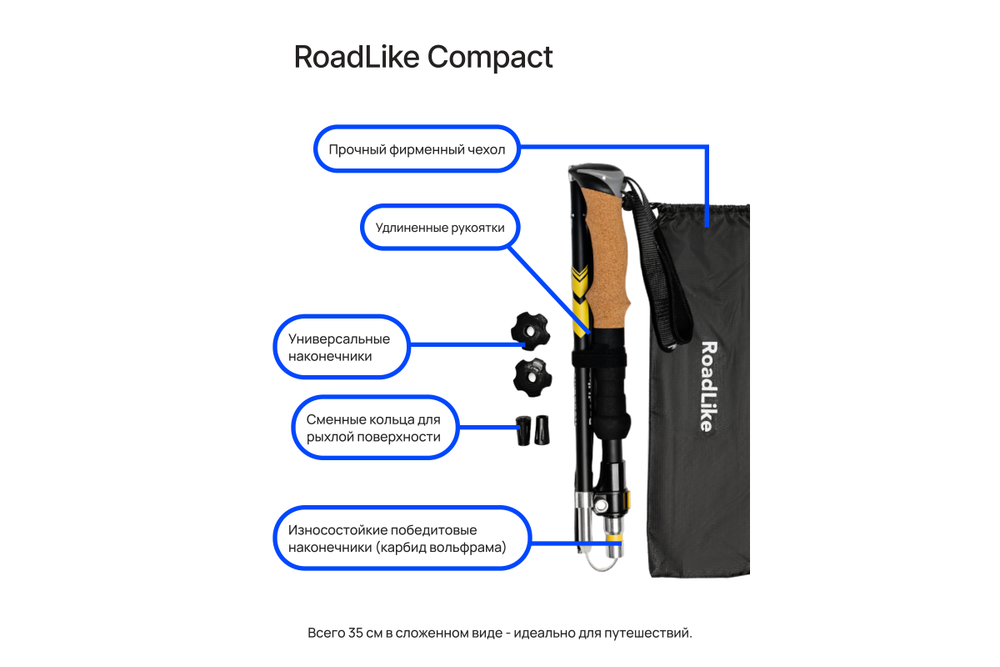 Палки для скандинавской ходьбы RoadLike Compact Желтый