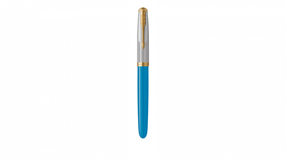 Перьевая ручка Parker 51 Premium Turquoise GT перо; M/F, чернила: Black,Blue, в подарочной упаковке.