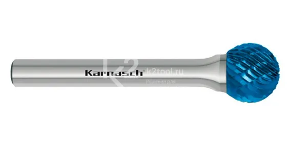 Борфреза твердосплавная Karnasch форма D (сфера), 2х1,8х3х38 мм, универсальная насечка HP-3, покрытие Blue-Tec, арт. 11.5031-020