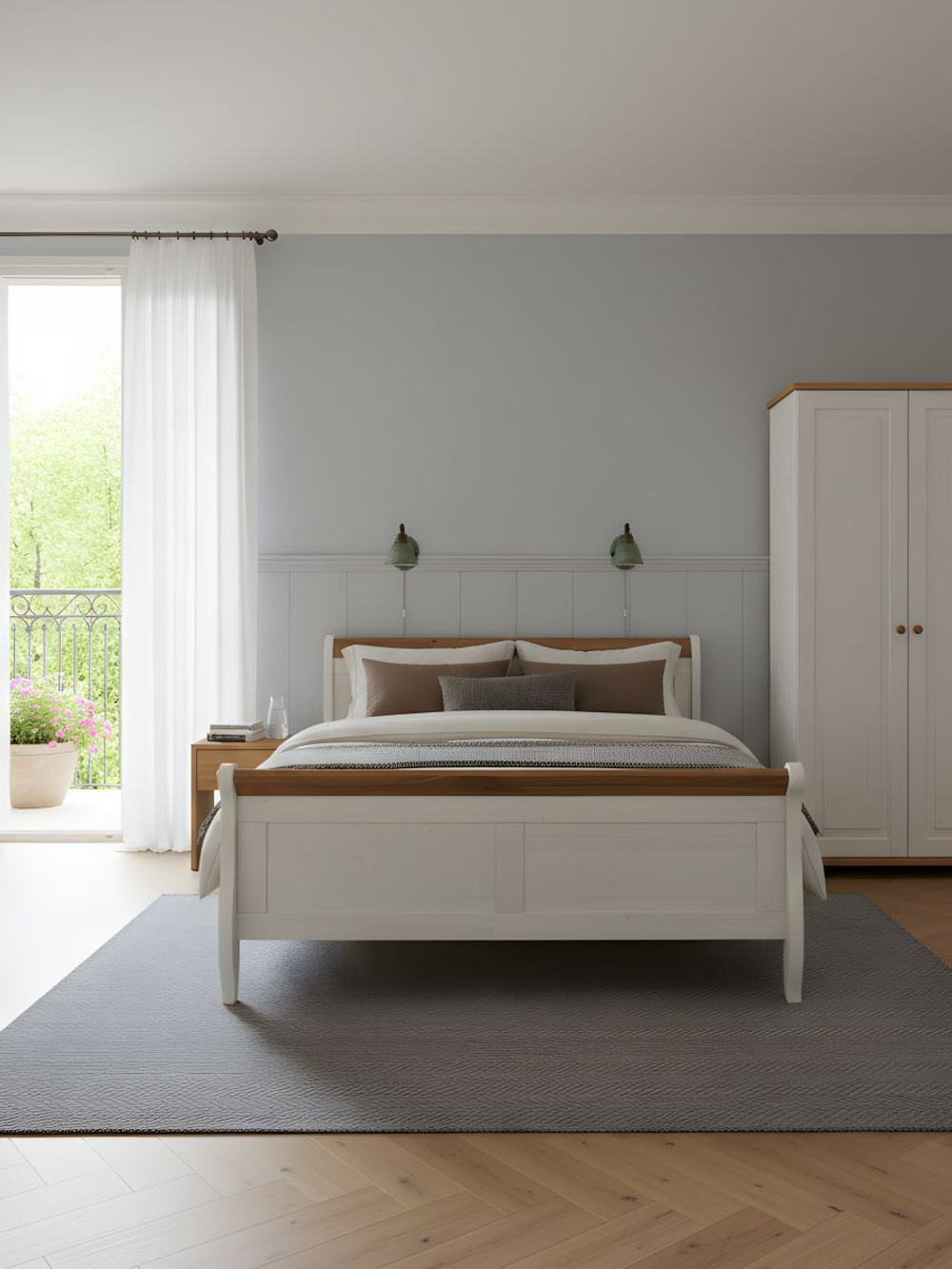 Кровать двуспальная 180х200 Мелания с выдвижными ящиками для белья, деревянная