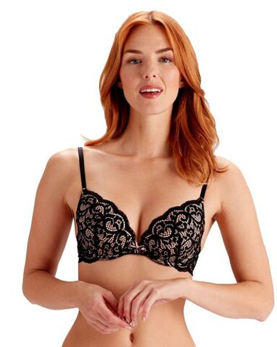 Кружевной бюстгальтер с формованными чашками Amy (Размер: 36D) (Цвет: черный с розовым)