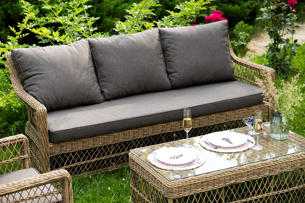 "Гранд Латте" лаунж-зона из искусственного ротанга, цвет соломенный