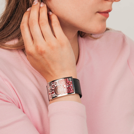 Браслет Fiore Luna на кожаном черном ремешке CB01319-11 R/S