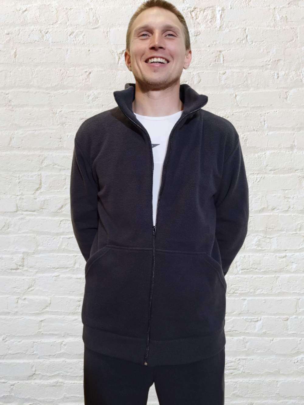 3058 Жакет мужской на замке флис темно-серый (56)