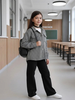 Рубашка с принтом "Гусиная лапка" черно-белого цвета