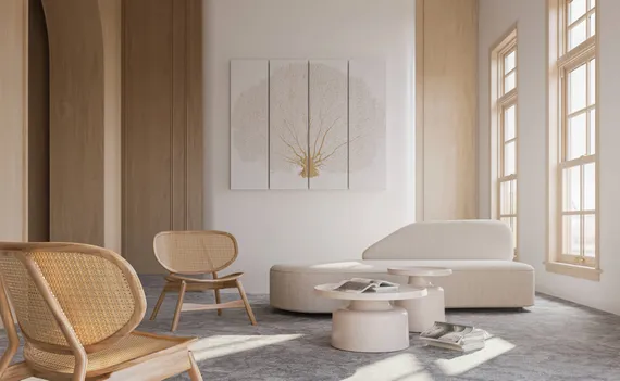 Набор из 4 панно Arbre 180х150 см, белый