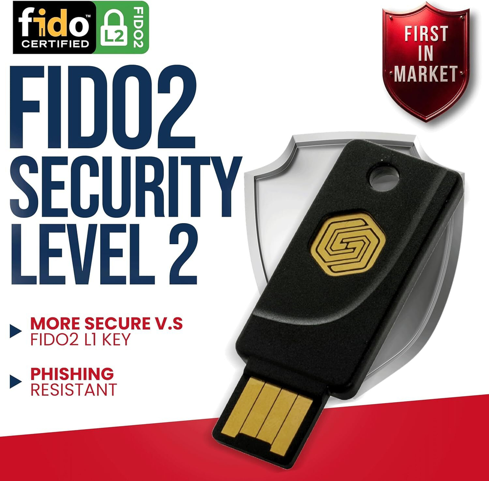 GoTrust Idem Key A — Водонепроницаемый ключ безопасности (IP68) с поддержкой USB-A/NFC Многофакторная аутентификация с сертификацией FIDO2 Level 2 для защиты онлайн-аккаунтов
