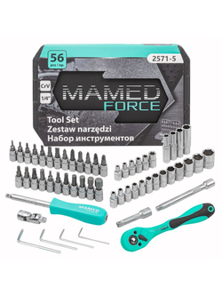 Набор инструментов PROFI 56пр. 1/4''(6гр)(4-14мм,Е4-Е10) MAMEDFORCE MF-2571-5