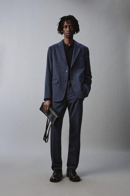 ZARA КОСТЮМНЫЕ БРЮКИ ИЗ РЕЛЬЕФНОЙ ТКАНИ, СИНИЙ/ИНДИГО